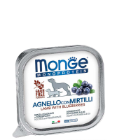 Monge MONOPROTEIN Fruits AGNELLO CON MIRTILLI (Монж консервы для собак из ягненка с черникой)