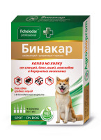 Пчелодар Бинакар Капли на холку для собак средних пород от блох и клещей 4пипетки*1мл
