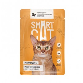 Smart Cat (Смарт Кэт паучи для кошек кусочки курочки с морковью в нежном соусе) - Smart Cat (Смарт Кэт паучи для кошек кусочки курочки с морковью в нежном соусе)