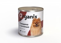 Organix. Консервы для собак c мясом говядины и печенью 750 гр