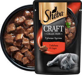 Sheba Craft паучи для кошек рубленые кусочки говядины в соусе - Sheba Craft паучи для кошек рубленые кусочки говядины в соусе