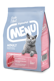 AlphaPet MENU (Альфа Пет Меню для взрослых кошек и котов с Говядиной) - AlphaPet MENU (Альфа Пет Меню для взрослых кошек и котов с Говядиной)