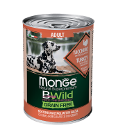 Monge BWild Grainfree All Breeds Adult Tacchino (Монж консервы для собак из индейки с тыквой и кабачками)