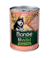 Monge BWild Grainfree All Breeds Adult Salmone (Монж консервы для собак из лосося с тыквой и кабачками)