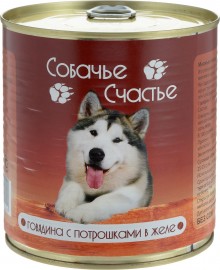Собачье счастье консервы для собак Говядина с потрошками в желе 750г (99762) - Собачье счастье консервы для собак Говядина с потрошками в желе 750г (99762)
