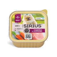 SIRIUS Premium (Сириус консервы для собак малых и средних пород Индейка и морковь)
