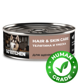 GO'KITCHEN hair & skin care (Гоу Китчен консервы для щенков и собак с телятиной и треской) - GO'KITCHEN hair & skin care (Гоу Китчен консервы для щенков и собак с телятиной и треской)