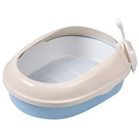 Triol HYGIENE (Триол туалет для кошек овальный с бортом "Эллипс" (совок и сетка в комплекте), голубой/белый)