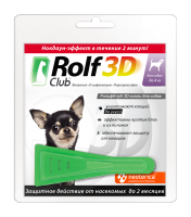 Рольф Клуб 3D Капли для собак до 4кг от клещей, блох и комаров (39960)