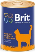 Brit консервы для кошек мясное ассорти с печенью 340гр (41541)
