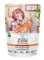 Zillii Healthy Care Skin & Coat Care (Зилли пауч для кошек, поддержка здоровья кожи и шерсти, с лососем в соусе)