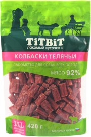 TiTBiT лакомство для собак колбаски телячьи XXL выгодная упаковка - TiTBiT лакомство для собак колбаски телячьи XXL выгодная упаковка