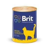 Brit консервы для кошек мясное ассорти с потрошками 340гр (41542)