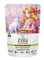 Zillii Healthy Care Sensitive Digestion (Зилли пауч для кошек с чувствительным пищеварением, с индейкой в соусе)