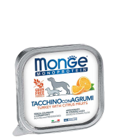 Monge MONOPROTEIN Fruits TACCHINO CON AGRUMI (Монж консервы для собак из индейки с цитрусовыми)