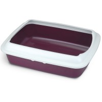 Triol HYGIENE (Триол туалет для кошек прямоугольный с бортом "Параллель" бургунди/белый)