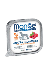 Monge MONOPROTEIN Fruits ANATRA CON LAMPONI (Монж консервы для собак из утки с малиной)