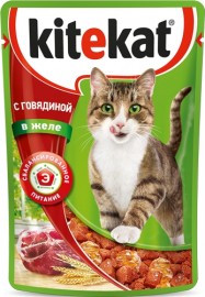Kitekat паучи для кошек говядина в желе (65309) - Kitekat паучи для кошек говядина в желе (65309)