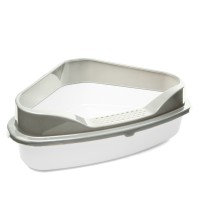 Triol HYGIENE (Триол туалет для кошек угловой с бортом "Дельта", белый/серый)