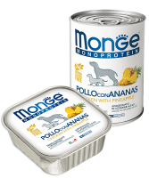 Monge MONOPROTEIN Fruits POLLO CON ANANAS (Монж консервы для собак из курицы с ананасом)