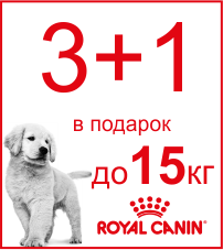 3+1 до 15кг корма для щенков Royal Canin в подарок! - 3+1 до 15кг корма для щенков Royal Canin в подарок!