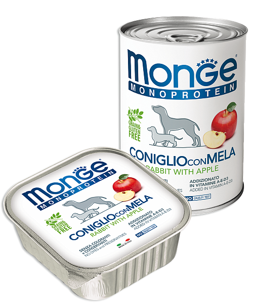 Monge MONOPROTEIN Fruits CONIGLIO CON MELA (Монж консервы для собак из ...