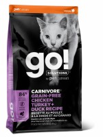 GO! Solutions CARNIVORE беззерновой корм для кошек и котят 4 вида мяса курица, индейка, утка и лосось (84823, 84822, 84821)