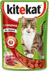 Kitekat паучи для кошек в соусе с говядиной (65308) - Kitekat паучи для кошек в соусе с говядиной (65308)