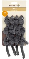 Beeztees НАБОР игрушек для кошек "мышь-погремушка" меховая, серая 16317 (430250)