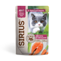 SIRIUS Premium (Сириус пауч для кошек Лосось с овощами)