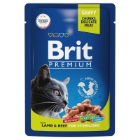Brit Premium (Брит паучи для стерилизованных кошек ягненок и говядина в соусе)
