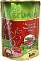 Хербакс пауч для кошек Нежная телятина в соусе с листьями брусники 100г (62104)