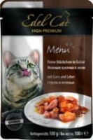 Эдель Кэт паучи для кошек кусочки в желе Гусь и печень 100 гр (10551)