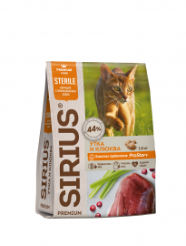SIRIUS (Сириус для стерилизованных кошек утка с клюквой) - SIRIUS (Сириус для стерилизованных кошек утка с клюквой)