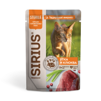 SIRIUS Premium (Сириус пауч для стерилизованных кошек Утка с клюквой)