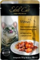 Эдель Кэт паучи для кошек кусочки в желе Курица и утка 100 гр (10552)