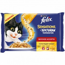 Новинка! Felix Sensations c Хрустящим топпингом Вкусное ассорти, с курицей, уткой и печенью (251655) - Новинка! Felix Sensations c Хрустящим топпингом Вкусное ассорти, с курицей, уткой и печенью (251655)