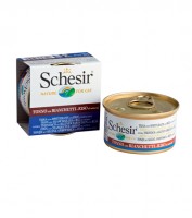 Schesir консервы для кошек с тунцом в собственном соку и снетками (10473)