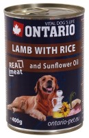 Ontario Lamb, Rice, Sunflower Oil (Онтарио консервы для собак, ягненок и рис)