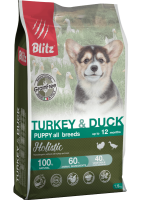Blitz Puppies Turkey & Duck All Breeds Grain Free (Блиц беззерновой сухой корм для щенков всех пород индейка и утка)