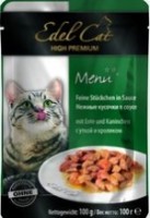 Эдель Кэт паучи для кошек кусочки в соусе Утка и кролик 100 гр (10554)