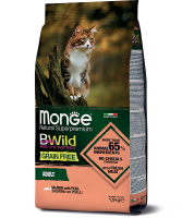 Корм Monge Bwild Grain Free Cat Salmone (Монж сбалансированный рацион из лосося для взрослых кошек)