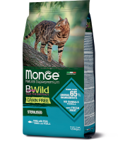 Корм Monge Bwild Grain Free Cat Tonno (Монж сбалансированный рацион из тунца для стерилизованных кошек)