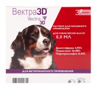 Вектра 3D капли от блох и клещей для собак 40-65кг. 36219