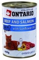 Ontario Beef, Salmon, Sunflower Oil (Онтарио консервы для кошек: говядина и лосось)