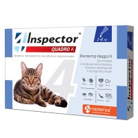 Экопром Инспектор Квадро К Капли для кошек 1-4кг от внешних и внутренних паразитов (87706)