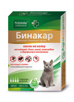 Пчелодар Бинакар Капли на холку для кошек и котят от блох и клещей 4пипетки*0,4мл
