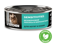 GO'KITCHEN sensitivities (Гоу Китчен консервы беззерновые для котят и кошек с чувствительным пищеварением с лососем и морской рыбой)