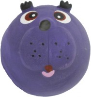 №1 Игрушка для собак "Мяч-мордашка фиолетовый с пищалкой латекс" 6см (83933)