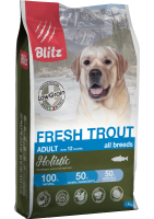 Blitz Fresh Trout All Breeds Low Grain (Блиц низкозерновой сухой корм для взрослых собак всех пород свежая форель)